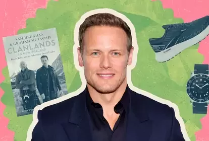 Sam Heughan Talks Airplane Cocktails, His Top Travel Bag, and Working Out on the Go